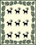 Forest Green Deer Silhouette Border Rug