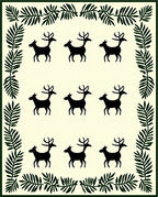 Forest Green Deer Silhouette Border Rug