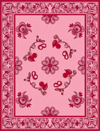 Crimson Floral Garden Pink Rug
