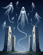 Haunting Ghostly Night Tombstone Specters Rug
