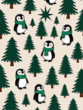 Green Scarf Penguin Holiday Trees Rug