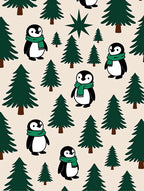 Green Scarf Penguin Holiday Trees Rug