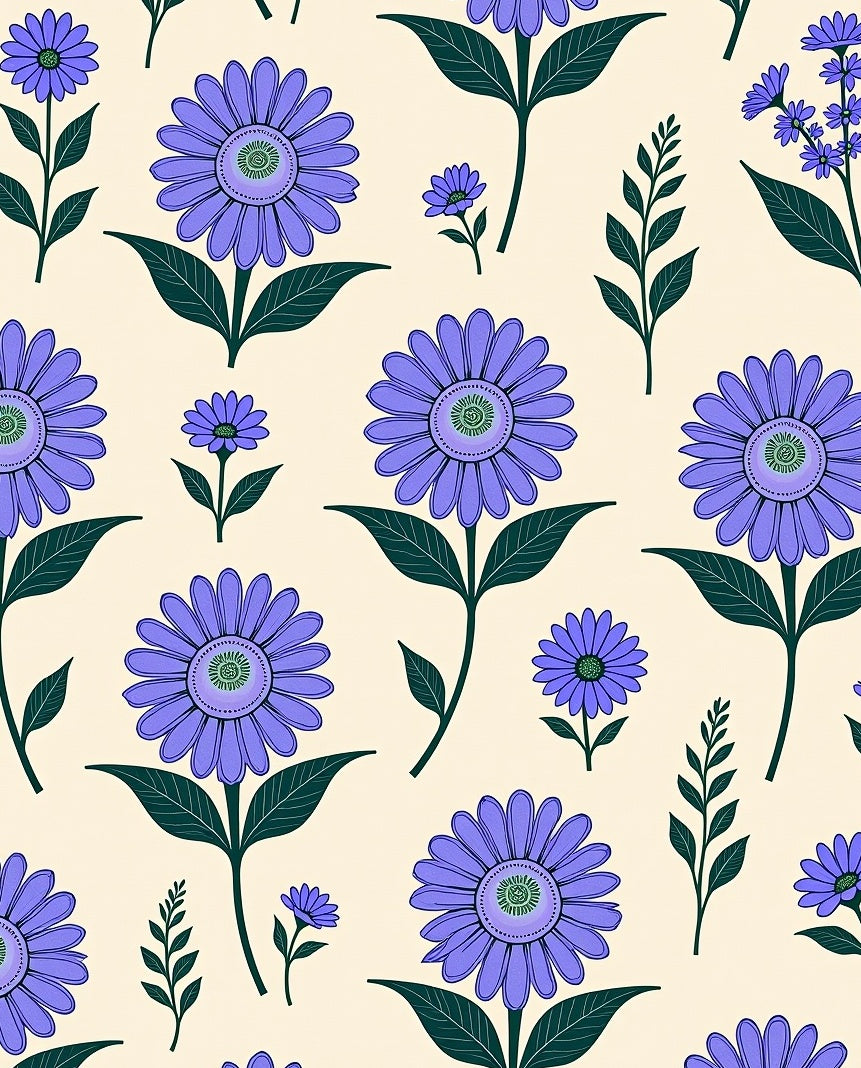 Lavender Daisy Garden Botanical Whimsy Rug
