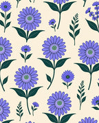Lavender Daisy Garden Botanical Whimsy Rug