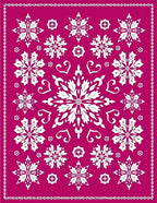 Whimsical White Snowflake Framed Rug