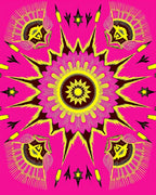Electric Pink Yellow Sunburst Starburst Rug