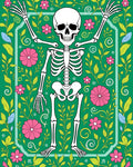 Green Skeleton Floral Garden Rug