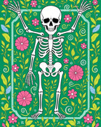 Green Skeleton Floral Garden Rug