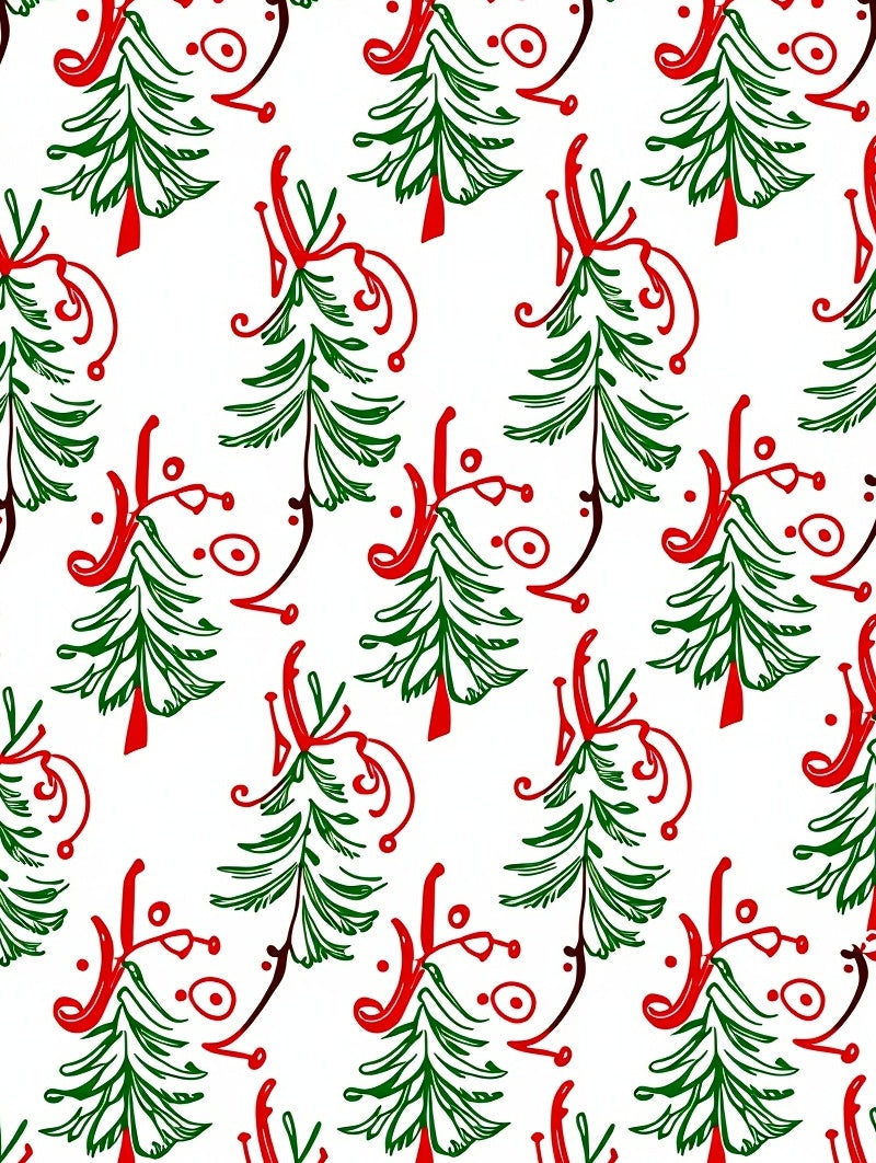 Festive Hand Drawn Christmas Tree Garland Rug