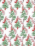Festive Hand Drawn Christmas Tree Garland Rug