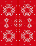 Crimson White Snowflake Mandala Arrangement Rug