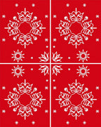 Crimson White Snowflake Mandala Arrangement Rug