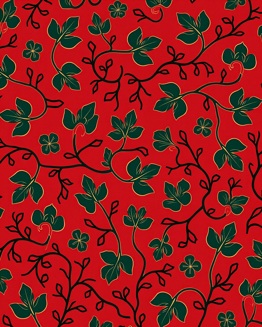 Crimson Ivy Vine Floral Rug