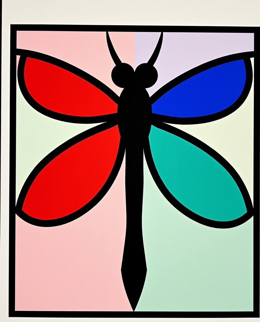 Colorful Stained Glass Dragonfly Rug