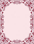 Dark Red Elegant Floral Scroll Border Rug
