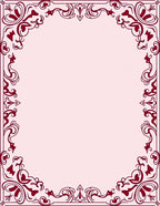 Dark Red Elegant Floral Scroll Border Rug