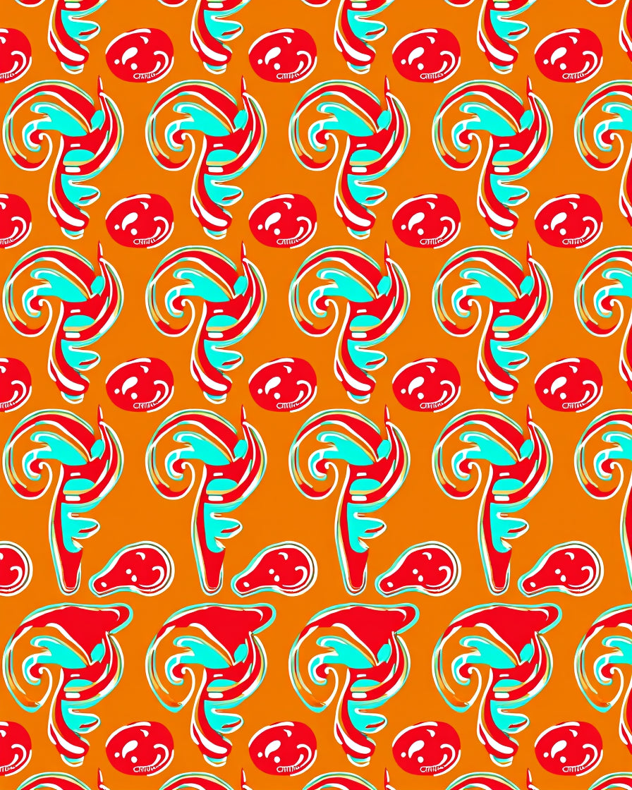 Whimsical Red Swirl Abstract Orange Rug