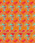 Whimsical Red Swirl Abstract Orange Rug