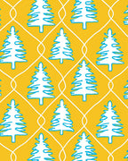 White Christmas Trees Golden Waves Rug
