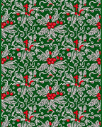 Festive Holly Berry Swirls Green Rug