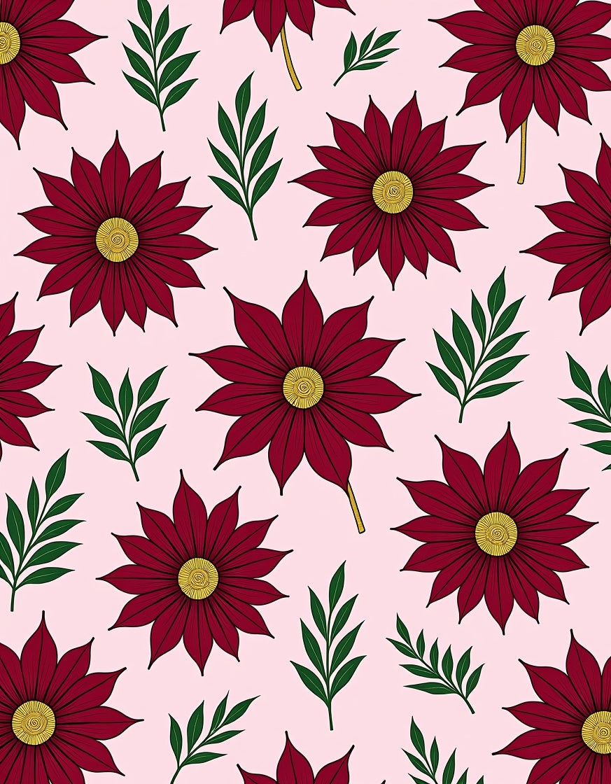 Crimson Floral Sprig Garden Rug