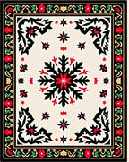 Red and Black Floral Snowflake Medallion Rug