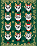 Whimsical Fox Faces Festive Bow Tie Rug