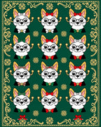 Whimsical Fox Faces Festive Bow Tie Rug