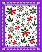 Festive Red Bow Snowflake Holly Rug