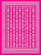 Bright Pink White Tribal Geometric Rug