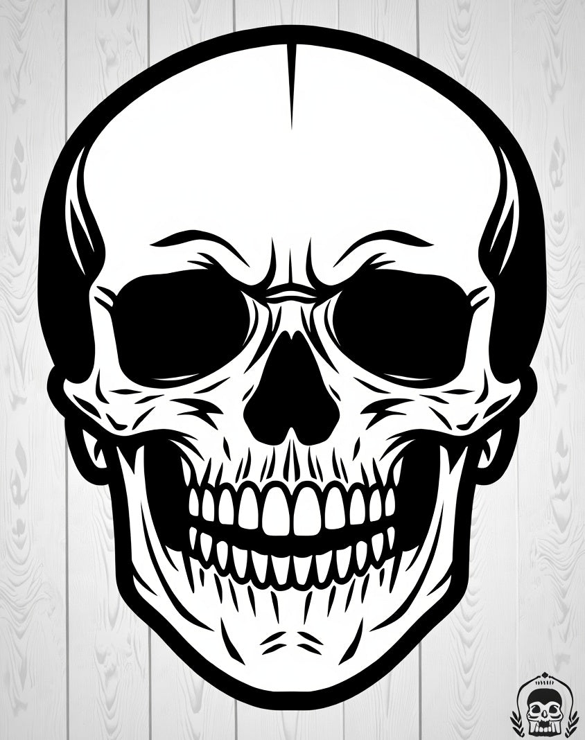 Bold Black Skull Face Graphic Rug