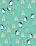 Aqua Penguin Christmas Trees Rug