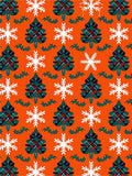 Tartan Christmas Trees Snowflakes Orange Rug