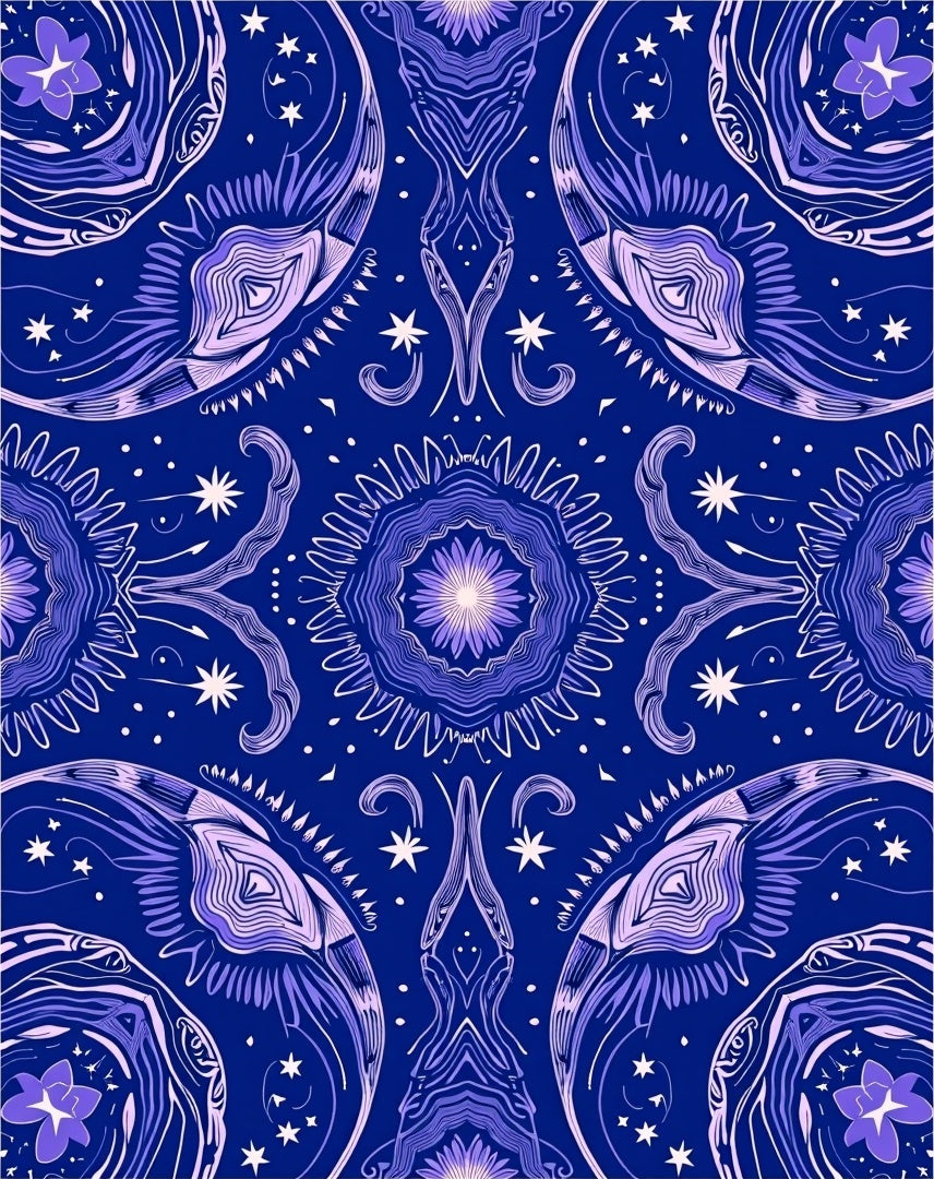 Midnight Blue Celestial Mandalas Rug