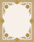 Golden Floral Bordered Cream Rug