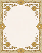 Golden Floral Bordered Cream Rug