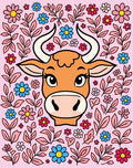 Whimsical Cow Floral Garden Rug