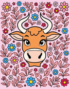 Whimsical Cow Floral Garden Rug
