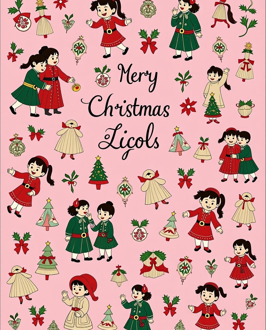 Cute Christmas Girls Red Green Collection Rug