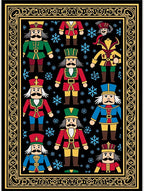 Festive Nutcracker Soldiers Snowflakes Border Rug