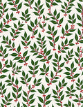 Festive Red Berry Green Leaf Branches Rug