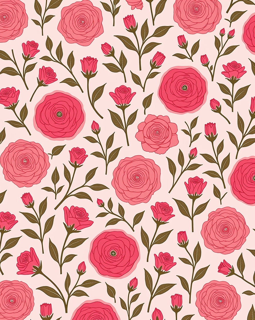 Pink Rose Blossom Garden Rug
