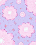 Pink Floral Stars on Lavender Background Rug