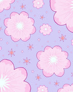 Pink Floral Stars on Lavender Background Rug
