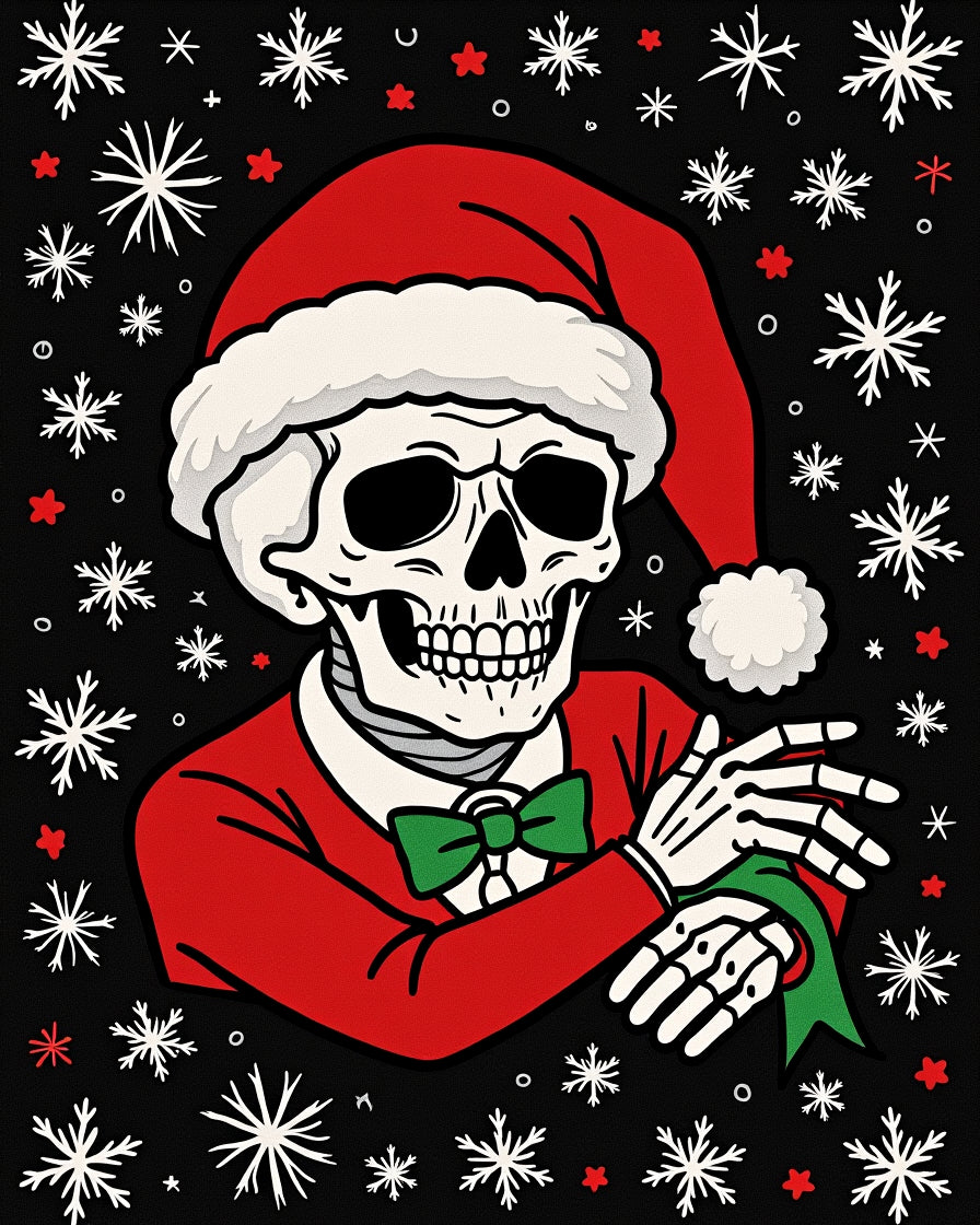 Festive Skeleton Snowflakes Holiday Rug