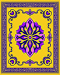 Vivid Yellow Purple Floral Medallion Rug