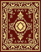 Crimson Gold Ornate Floral Medallion Rug