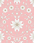 Pink Floral Garden Medallion Rug