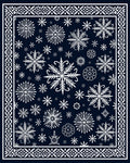 Navy White Snowflake Scatter Framed Rug