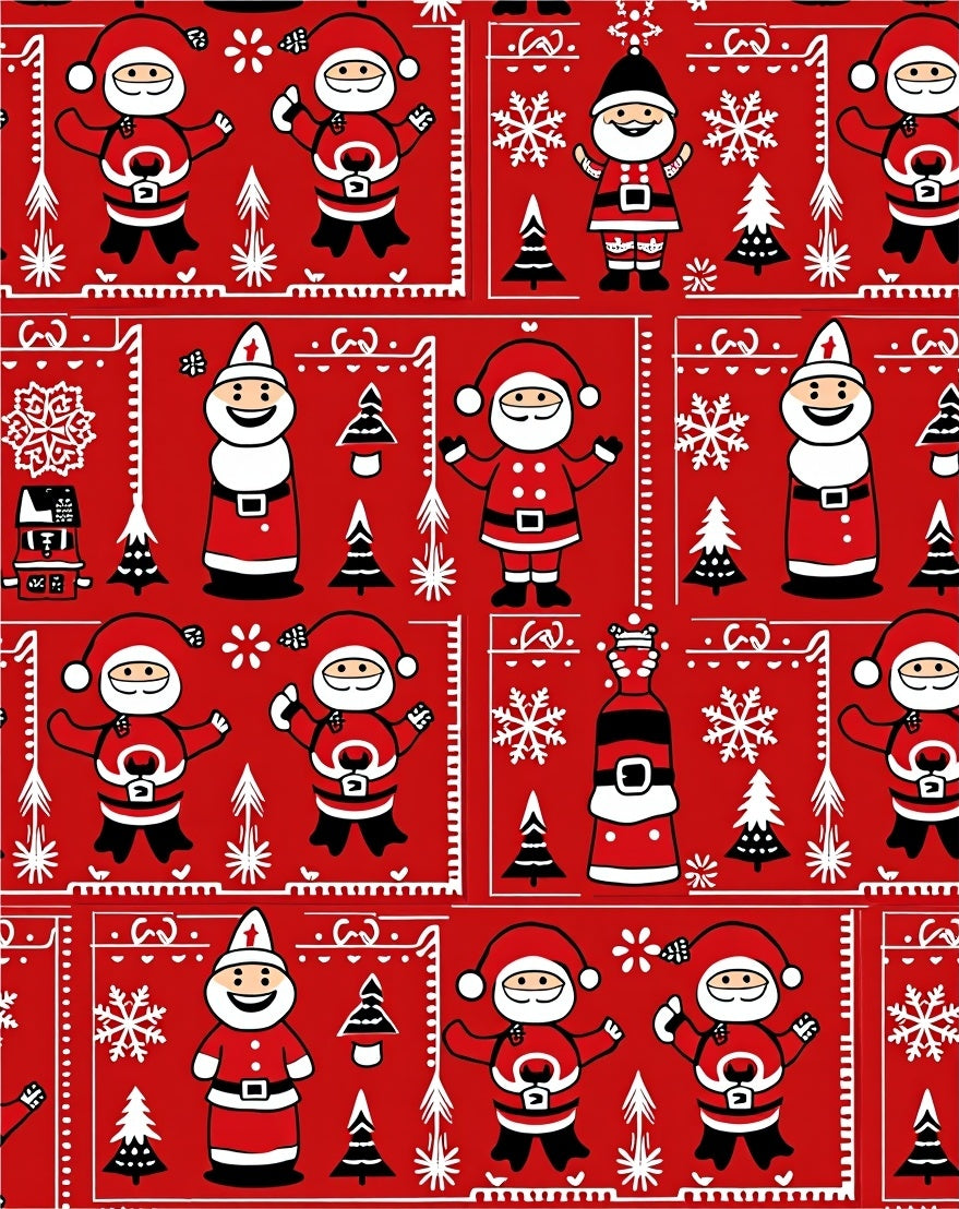 Charming Red Santa Claus Christmas Repeat Rug